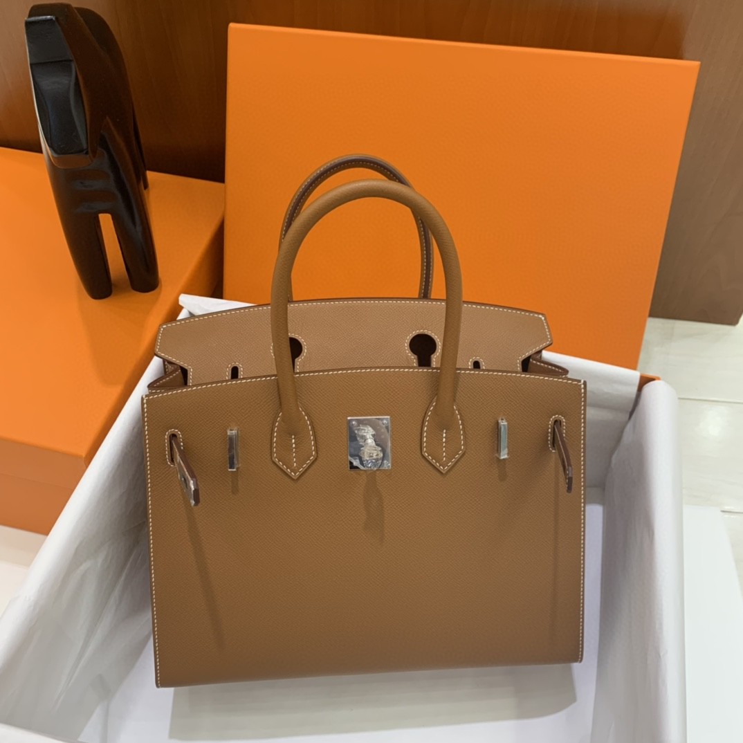 Hermès（爱马仕）Birkin 铂金包 Epsom 金棕色 银扣 30cm 外缝