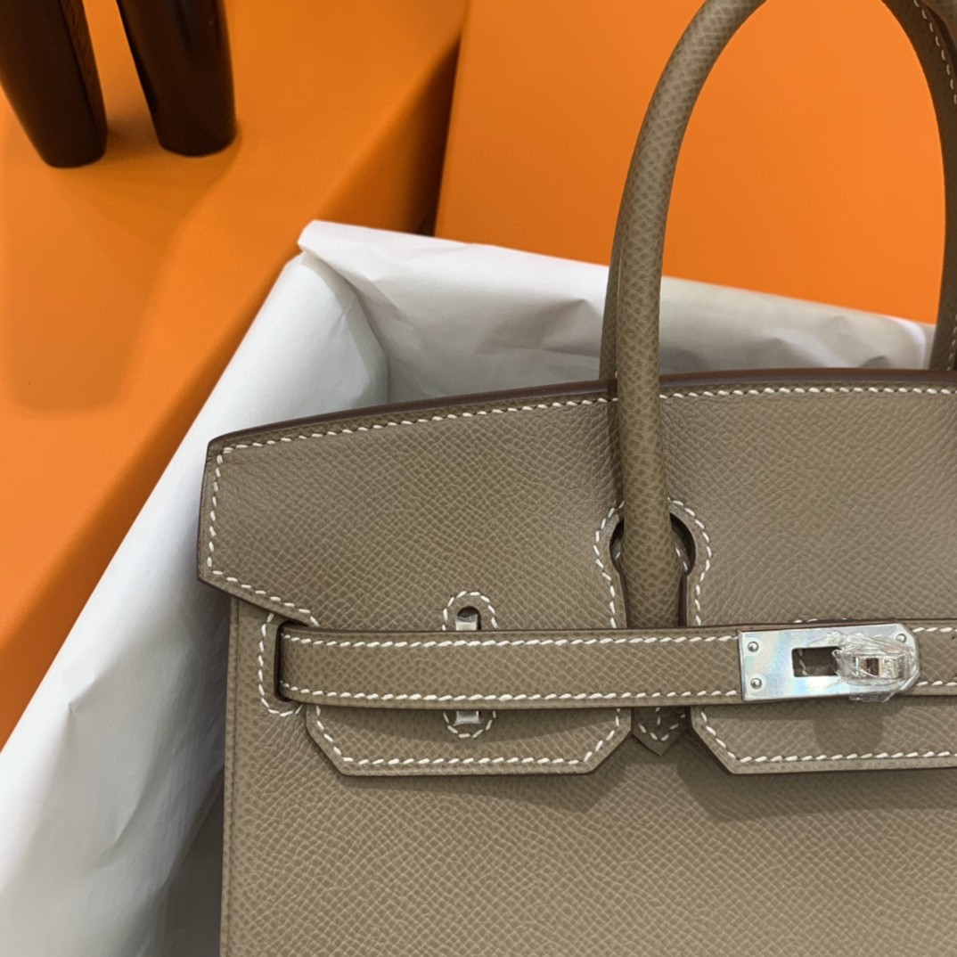 Hermès（爱马仕）Birkin 铂金包 Epsom 大象灰 银扣 25cm 内缝