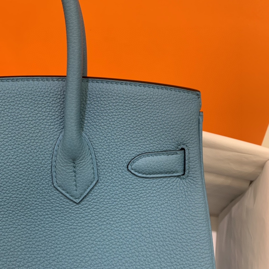 Hermès（爱马仕）Birkin 铂金包 Togo 7B 松石蓝 银扣 30cm