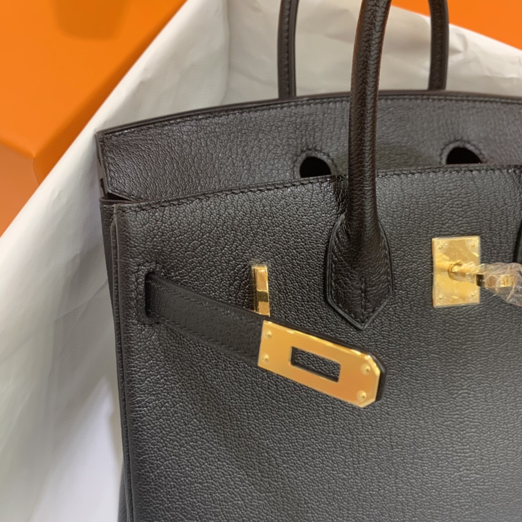 Hermès（爱马仕）Birkin 铂金包 山羊皮 黑色 金扣 25cm