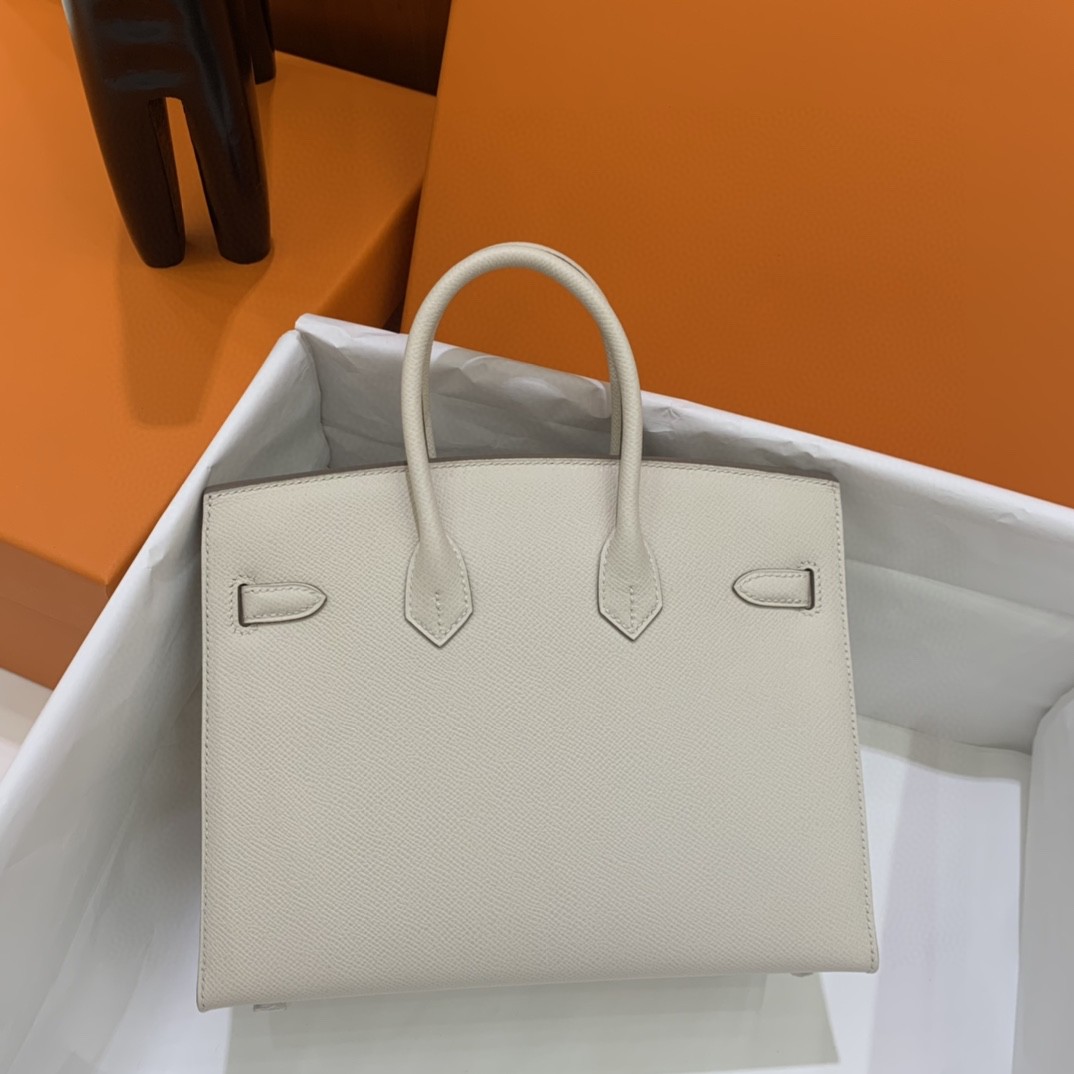 Hermès（爱马仕）Birkin 铂金包 Epsom 奶昔白 金扣 25cm