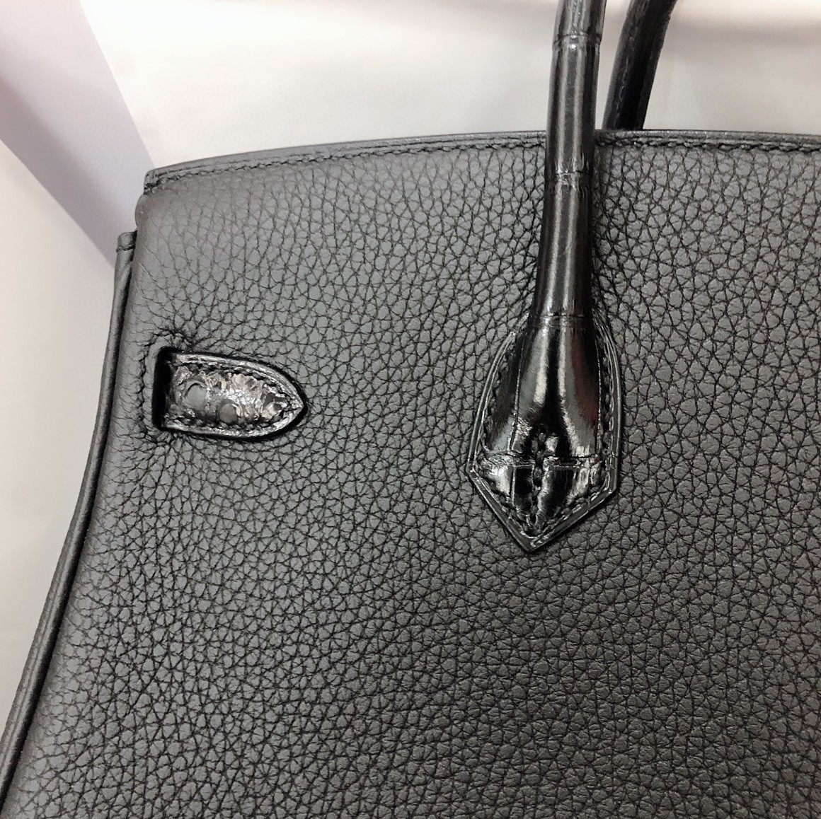 Hermès（爱马仕）Birkin Touch togo 拼 尼罗鳄 黑色 玫瑰金扣 25cm