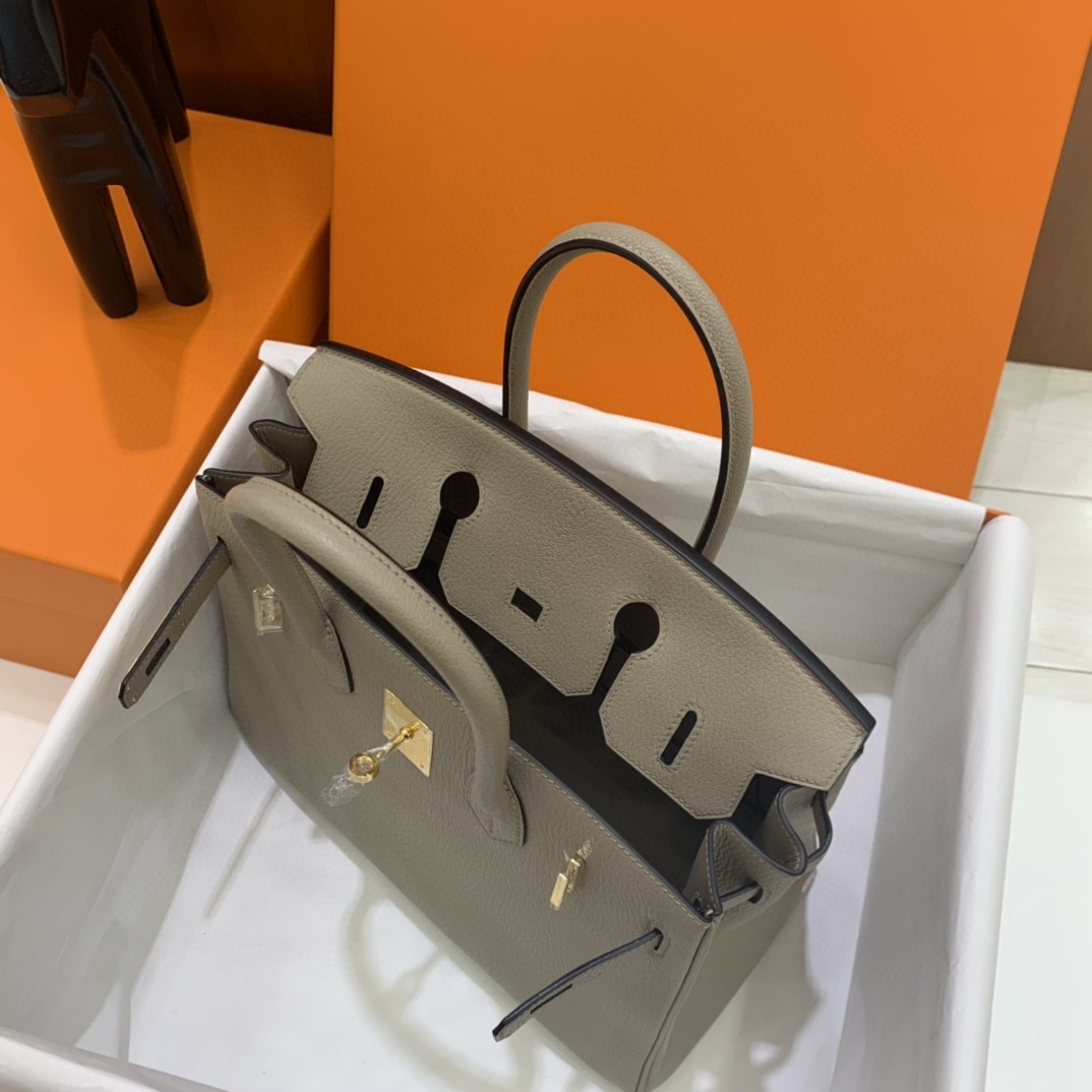 Hermès（爱马仕）Birkin 铂金包 山羊皮 M8 沥青灰 金扣 30cm
