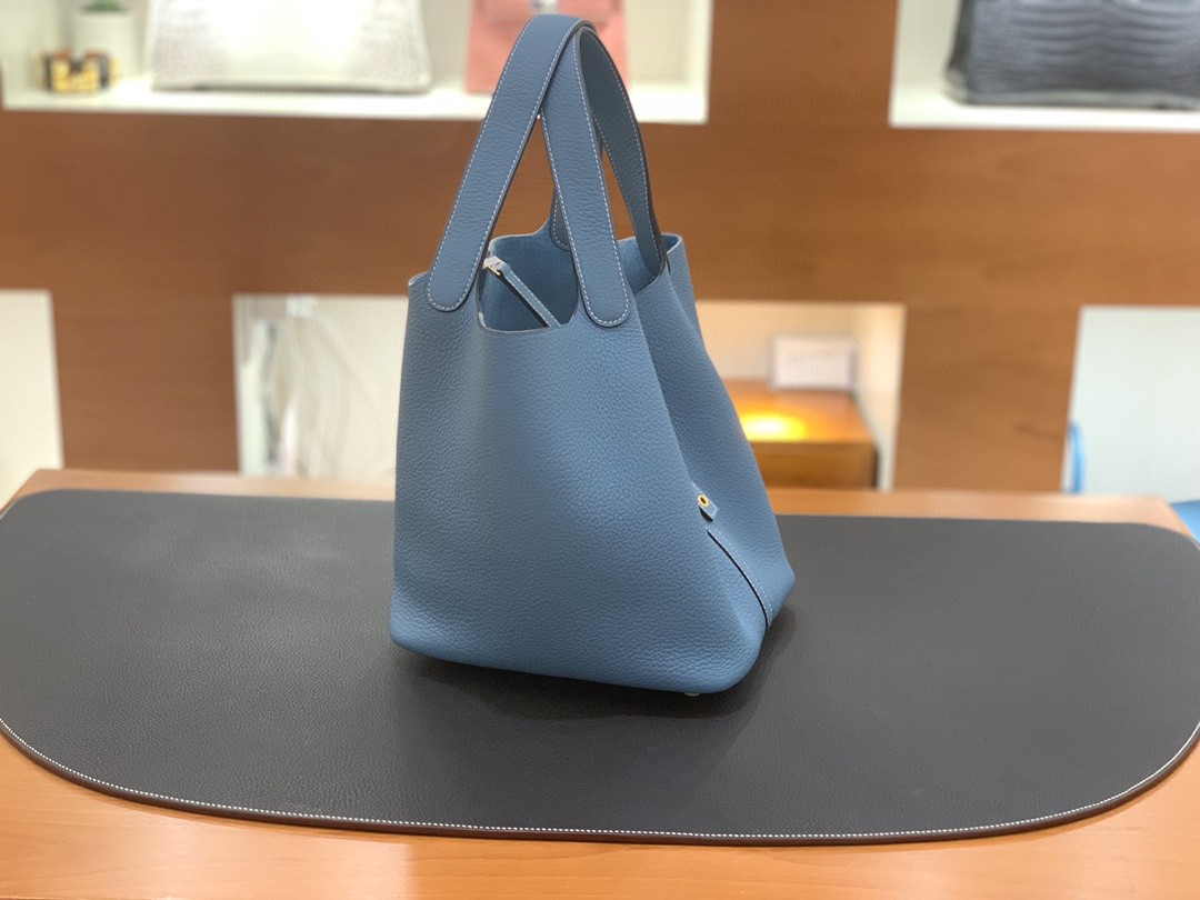 Hermès（爱马仕）Picotin 菜篮子 TC 牛仔蓝 金扣 22cm