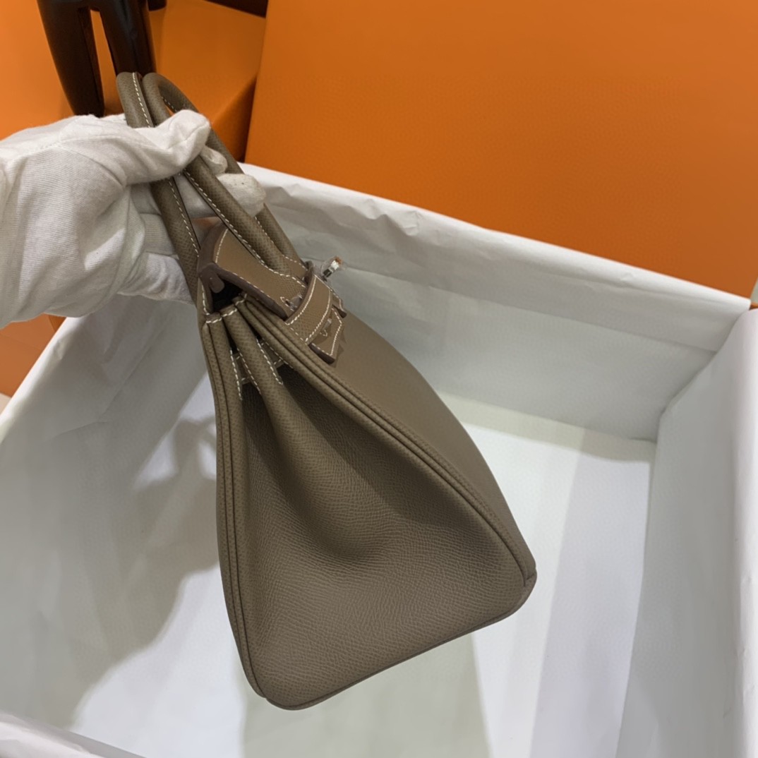 Hermès（爱马仕）Birkin 铂金包 Epsom 大象灰 银扣 25cm 内缝