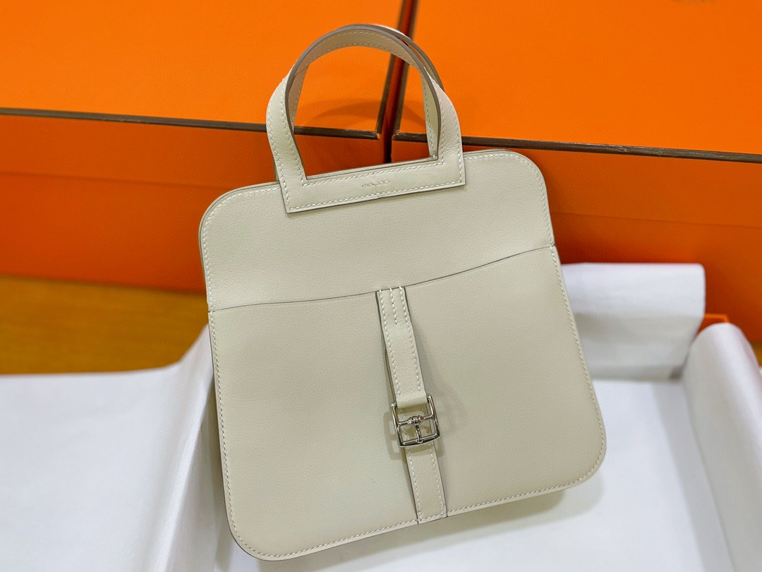 Hermès（爱马仕）mini halzan swift 奶昔白 银扣 22cm