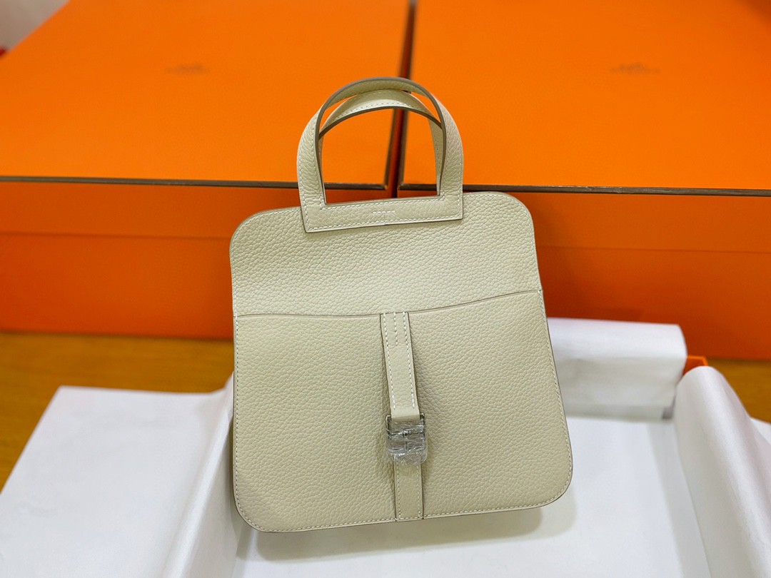 Hermès（爱马仕）mini halzan TC 奶昔白 银扣 22cm