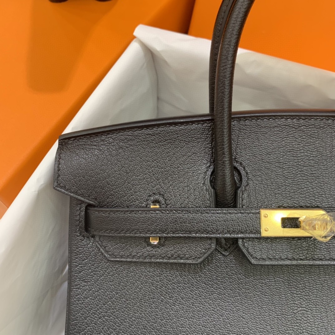 Hermès（爱马仕）Birkin 铂金包 山羊皮 黑色 金扣 25cm