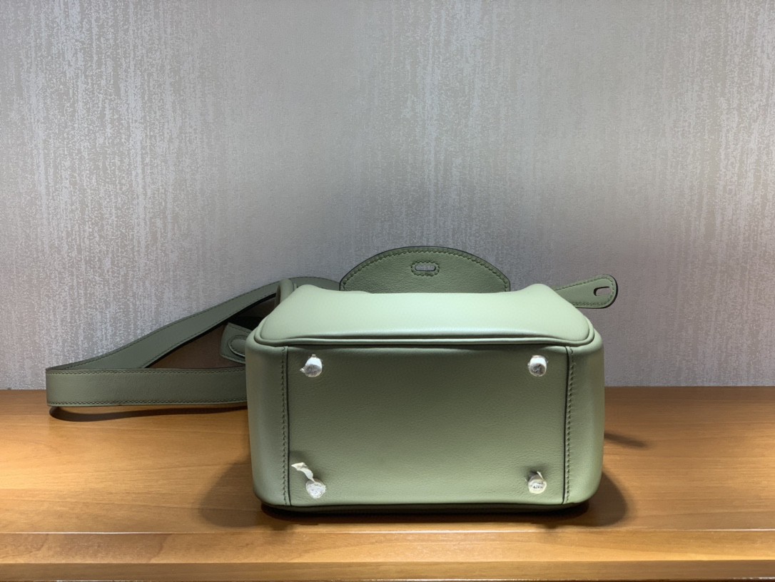 Hermès（爱马仕）mini lindy 迷你琳迪包 Swift Q1 鼠尾草绿 银扣