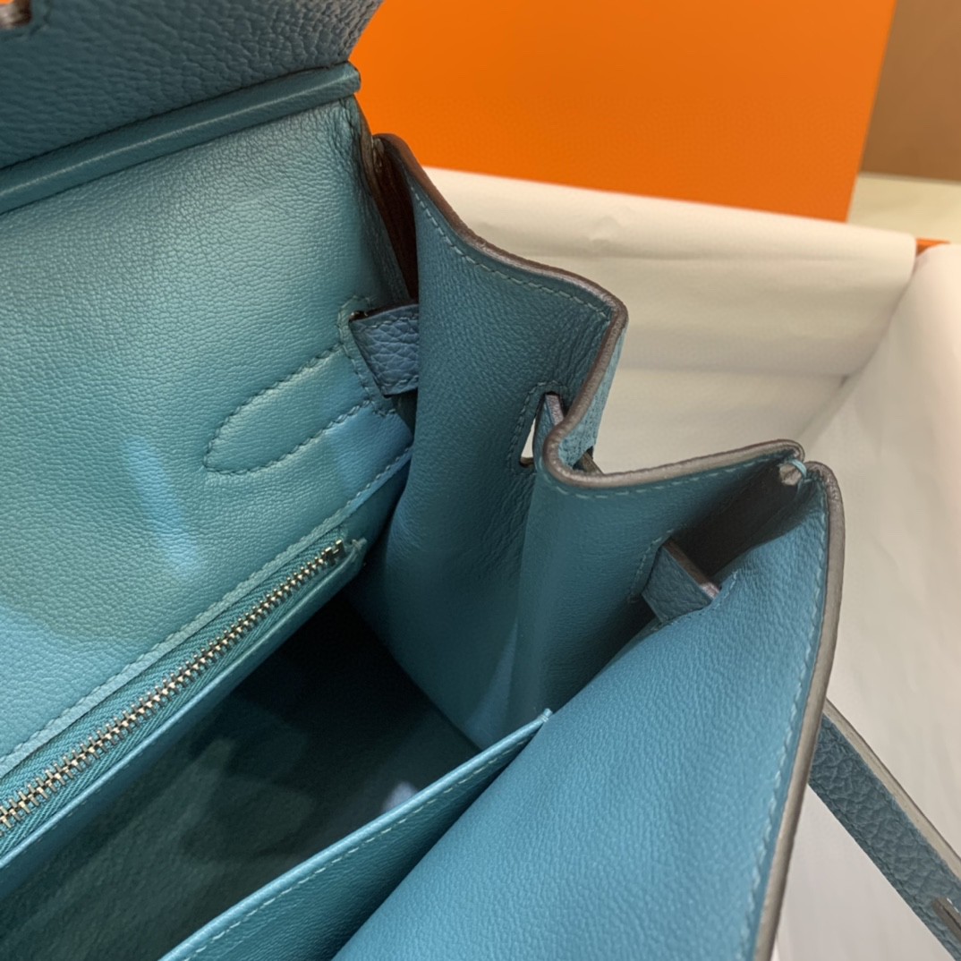 Hermès（爱马仕）Birkin 铂金包 Togo 7B 松石蓝 银扣 30cm