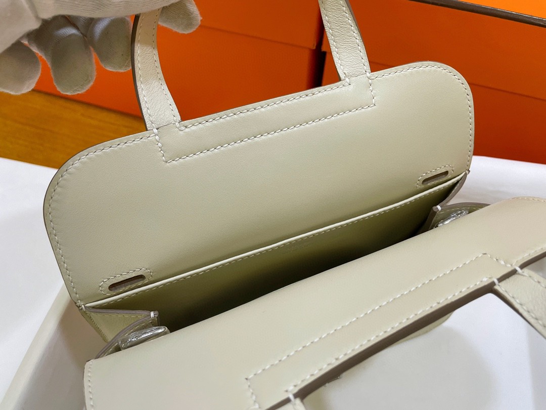 Hermès（爱马仕）mini halzan swift 奶昔白 银扣 22cm