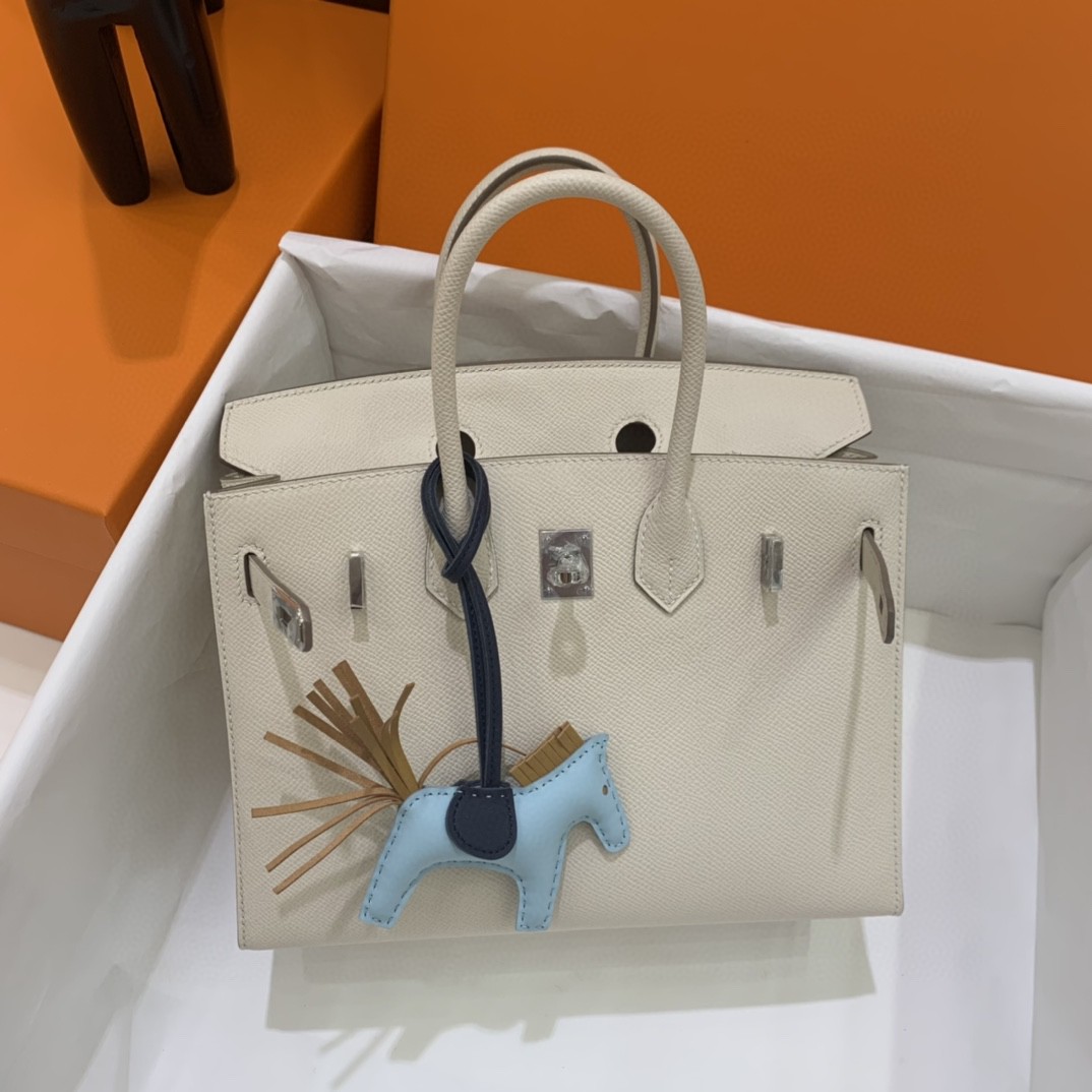 Hermès（爱马仕）Birkin 铂金包 Epsom 奶昔白 金扣 25cm