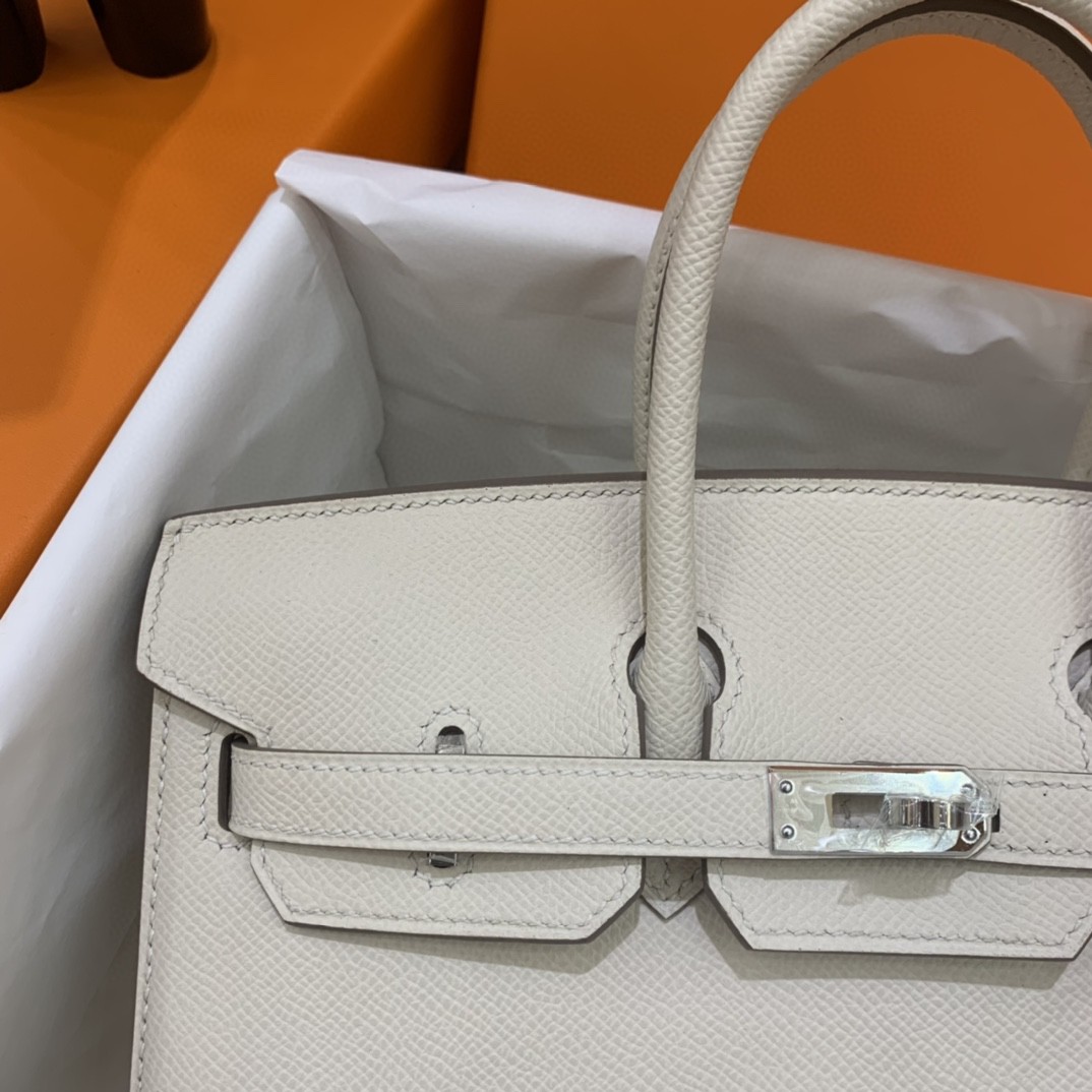 Hermès（爱马仕）Birkin 铂金包 Epsom 奶昔白 金扣 25cm