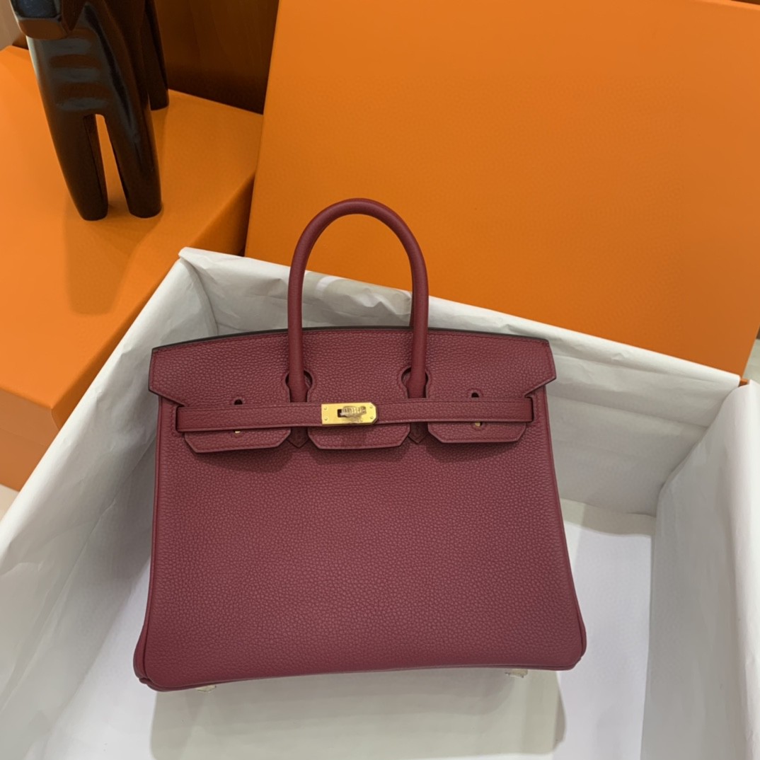 Hermès（爱马仕）Birkin 铂金包 Togo K1 石榴红 金扣 25cm