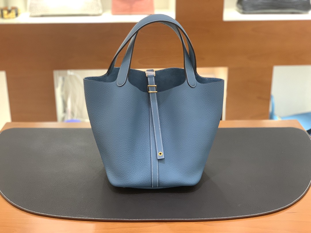 Hermès（爱马仕）Picotin 菜篮子 TC 牛仔蓝 金扣 22cm