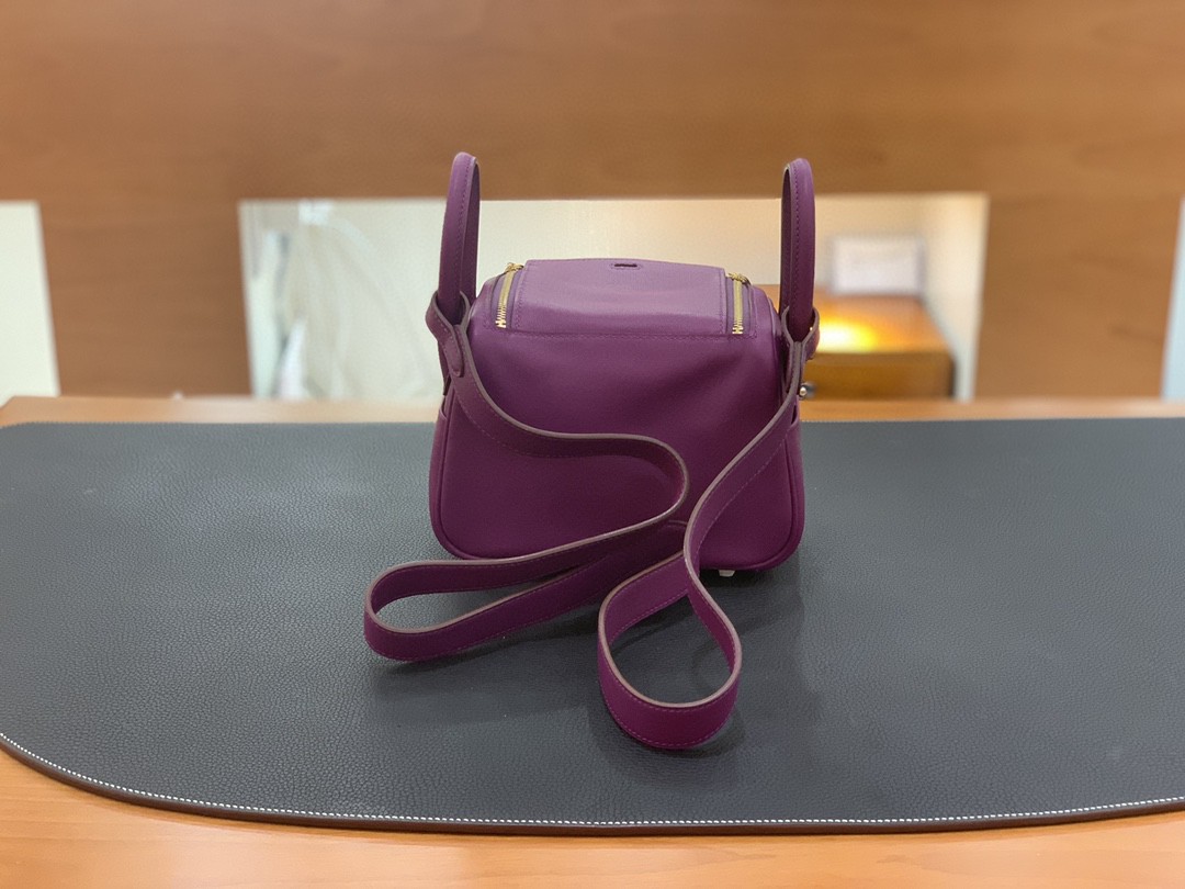 Hermès（爱马仕）mini lindy 迷你琳迪包 Swift P9 海葵紫 金扣