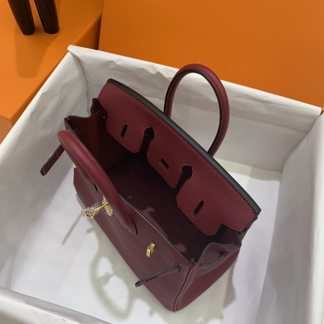 Hermès（爱马仕）Birkin 铂金包 Togo K1 石榴红 金扣 25cm