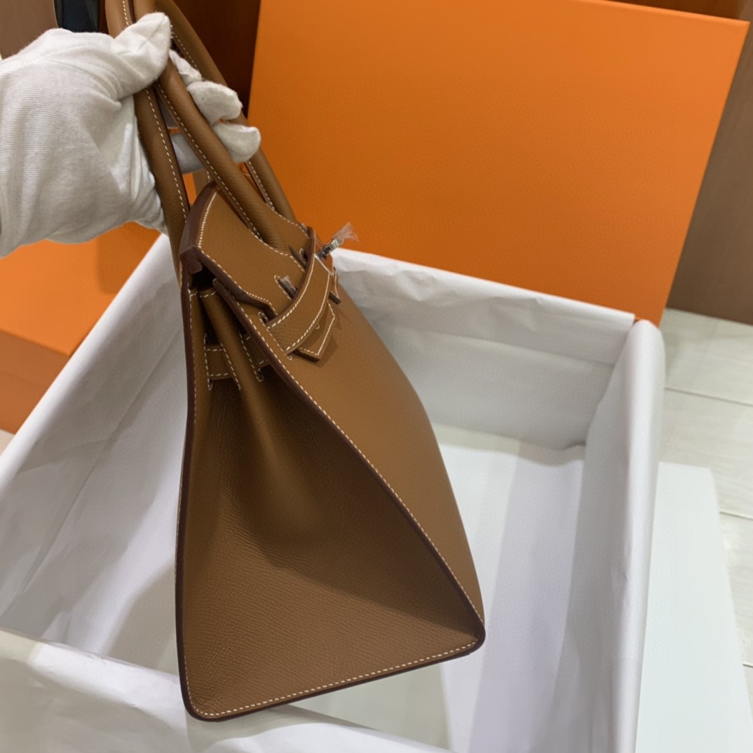 Hermès（爱马仕）Birkin 铂金包 Epsom 金棕色 银扣 30cm 外缝