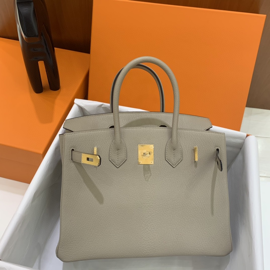 Hermès（爱马仕）Birkin 铂金包 山羊皮 M8 沥青灰 金扣 30cm