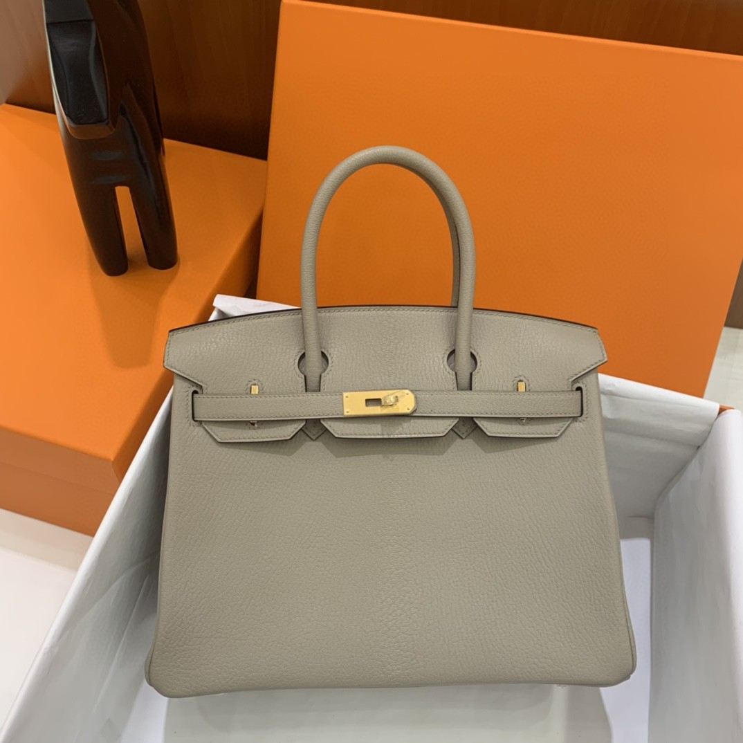 Hermès（爱马仕）Birkin 铂金包 山羊皮 M8 沥青灰 金扣 30cm