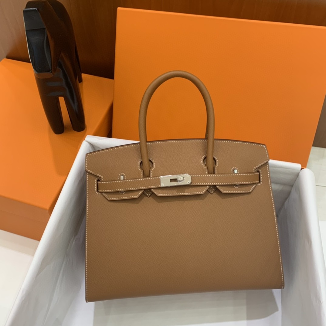 Hermès（爱马仕）Birkin 铂金包 Epsom 金棕色 银扣 30cm 外缝