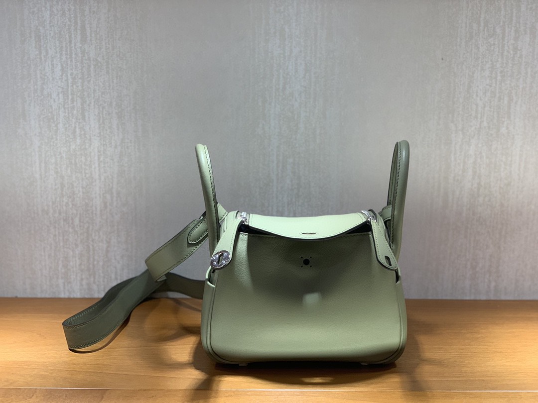 Hermès（爱马仕）mini lindy 迷你琳迪包 Swift Q1 鼠尾草绿 银扣