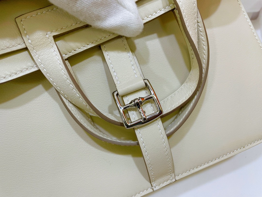 Hermès（爱马仕）mini halzan swift 奶昔白 银扣 22cm