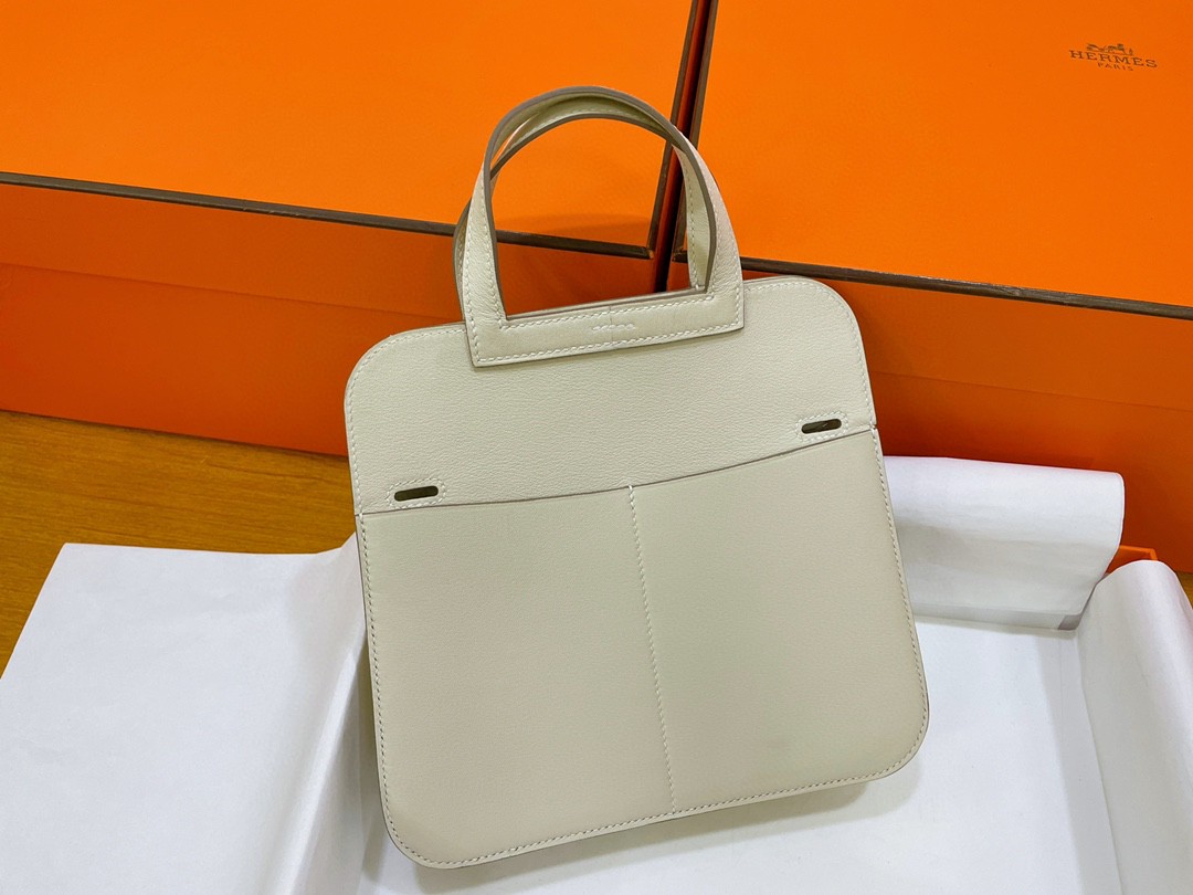 Hermès（爱马仕）mini halzan swift 奶昔白 银扣 22cm