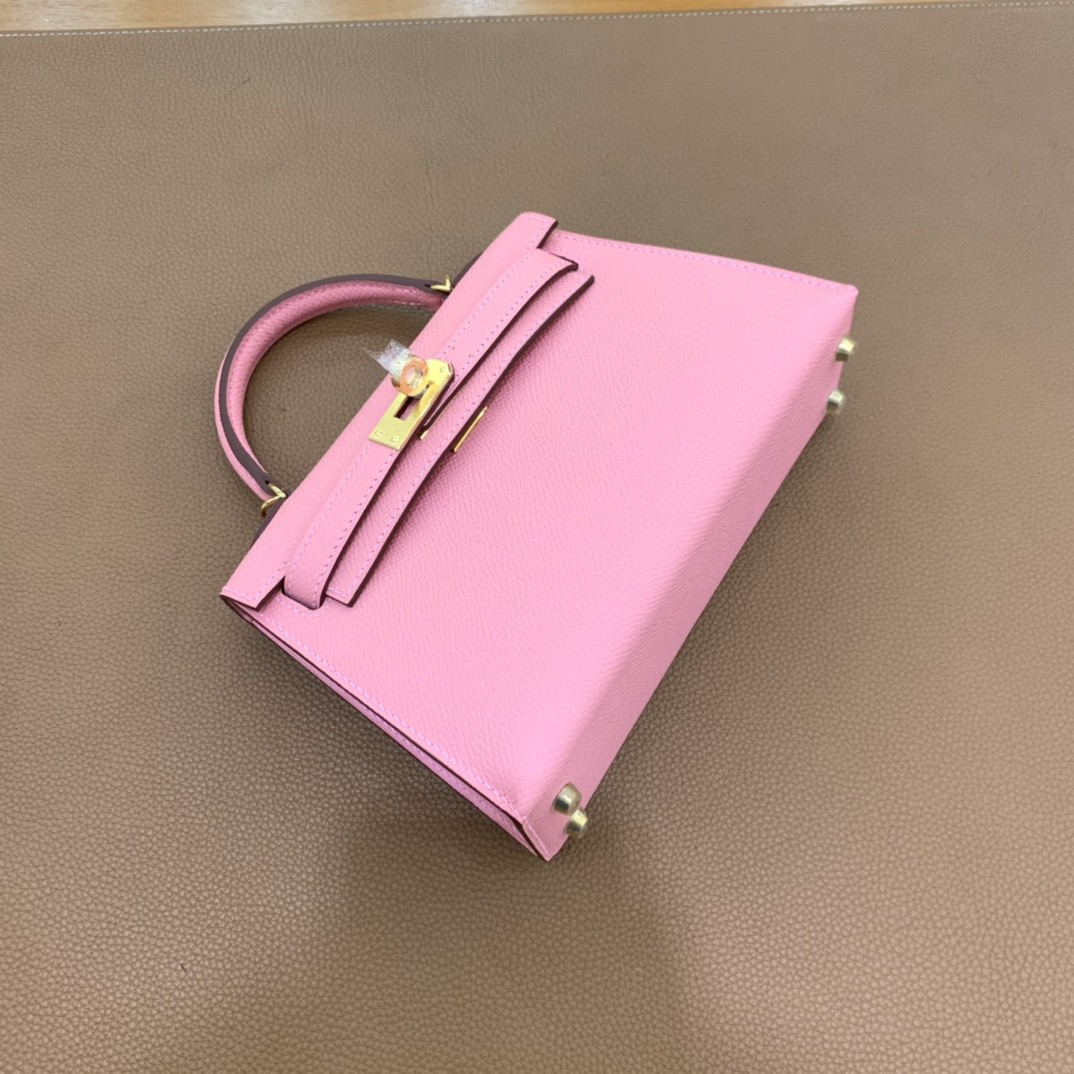 Hermès（爱马仕）mini Kelly 迷你凯莉 Epsom 奶昔粉 金扣 19cm