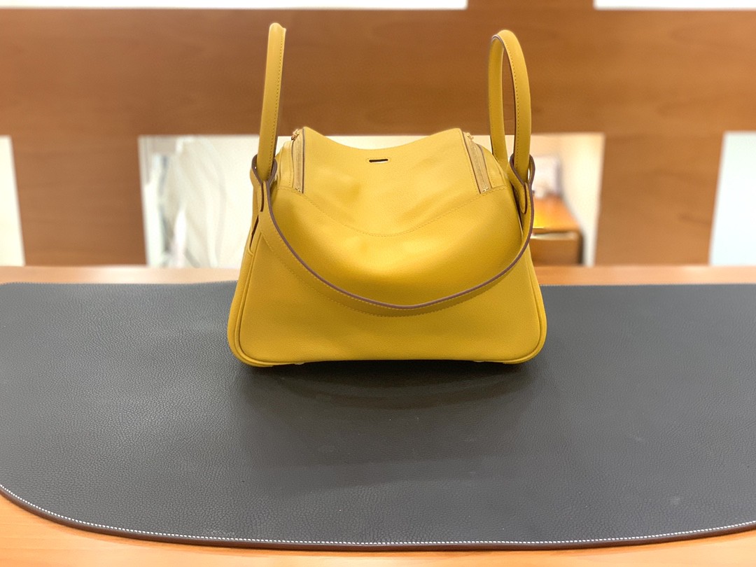 Hermès（爱马仕）Lindy 琳迪包 Evercolor 9D 琥珀黄 金扣 26cm