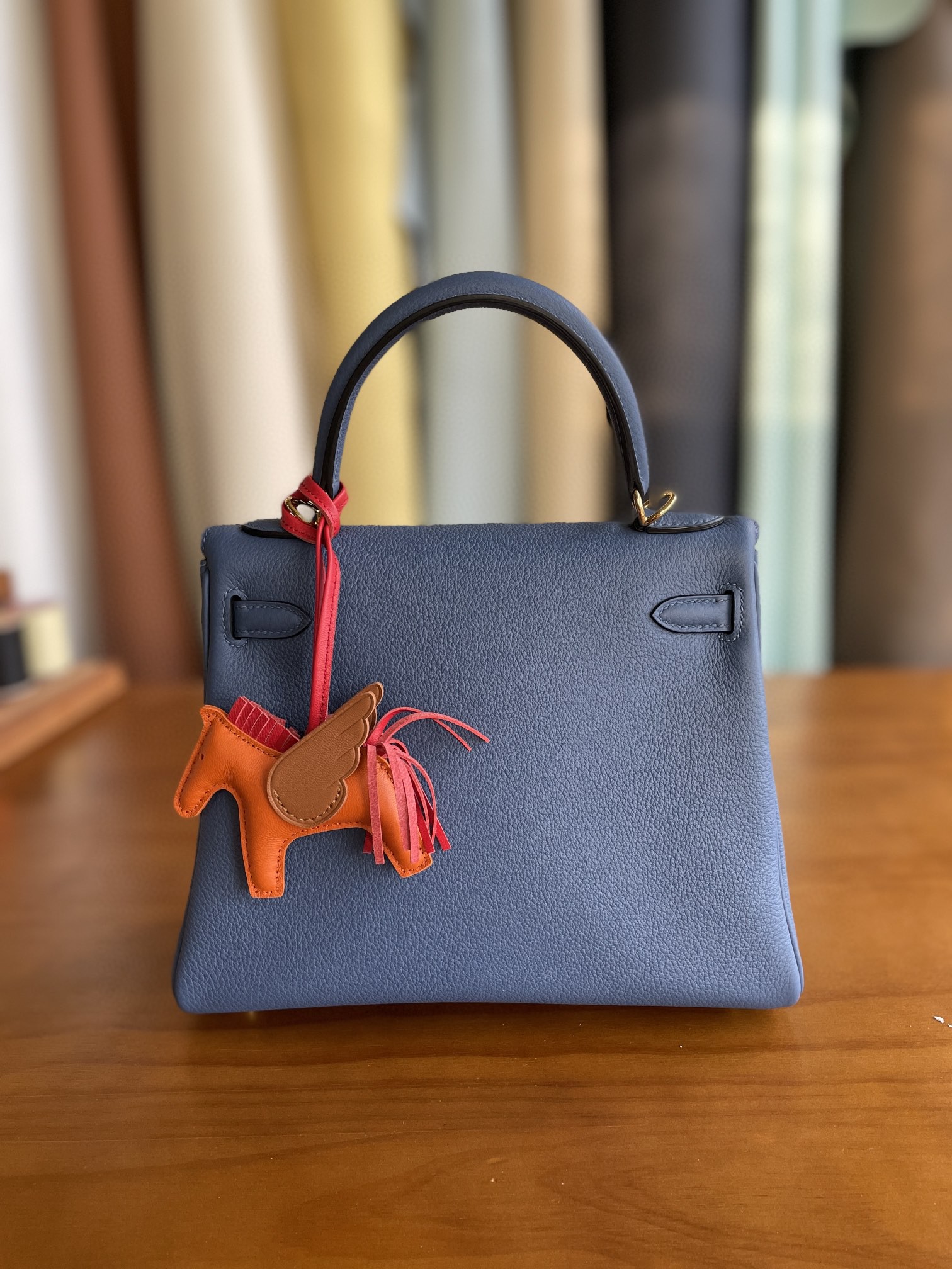 Hermès（爱马仕）Kelly 凯莉包 togo R2 玛瑙蓝 金扣 25cm