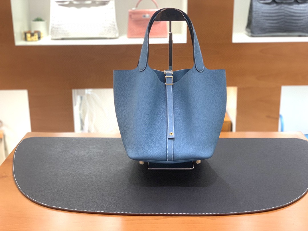 Hermès（爱马仕）Picotin 菜篮子 TC 牛仔蓝 金扣 22cm