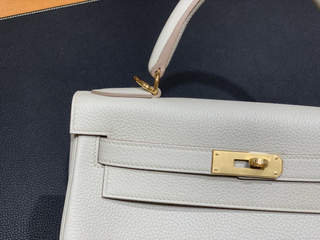 Hermès（爱马仕）Kelly 凯莉包 Togo 珍珠灰 金扣 28cm