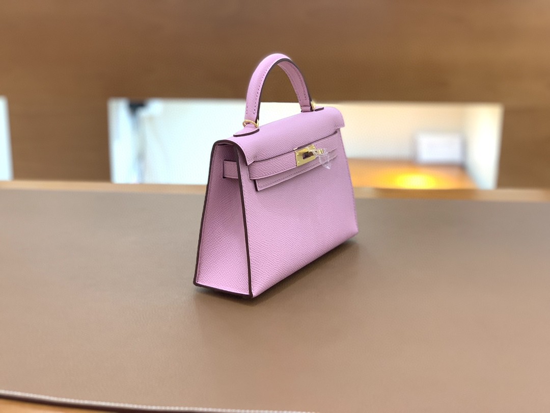 Hermès（爱马仕）mini Kelly 迷你凯莉 Epsom 锦葵紫 金扣 19cm