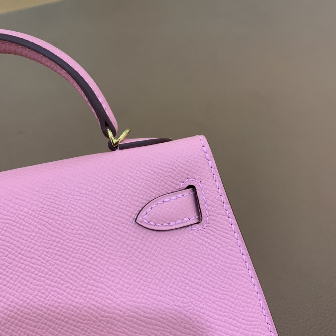 Hermès（爱马仕）mini Kelly 迷你凯莉 Epsom 奶昔粉 金扣 19cm