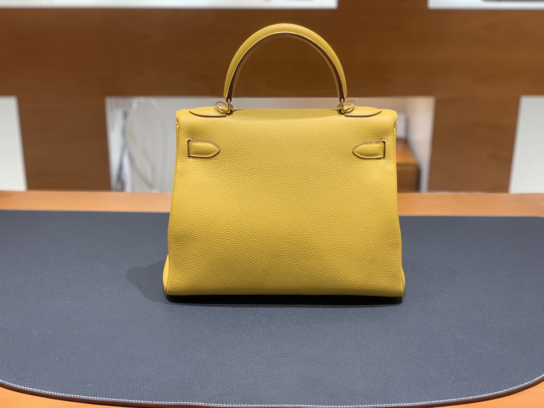 Hermès（爱马仕）Kelly 凯莉包 Togo 9D 琥珀黄 金扣 28cm