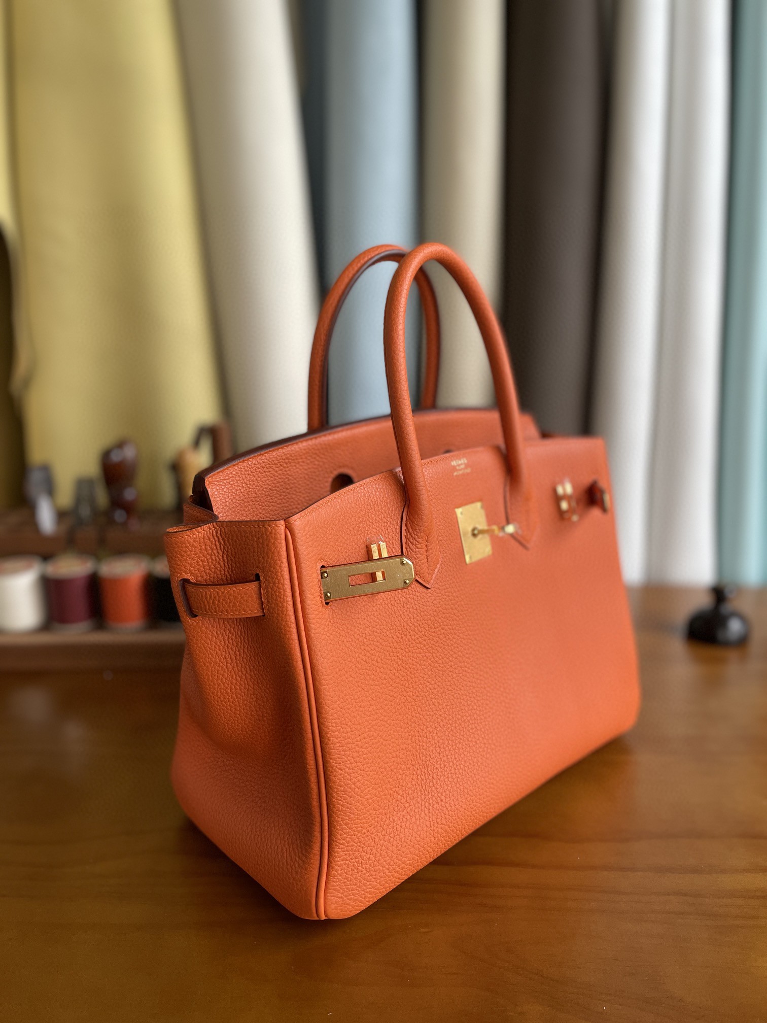 Hermès（爱马仕）Birkin 铂金包 togo 经典橙 金扣 30cm