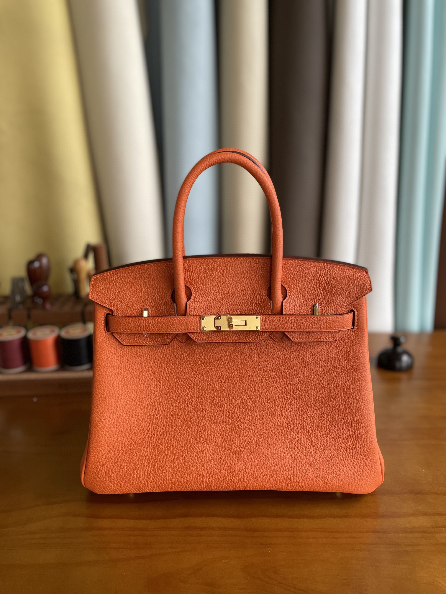Hermès（爱马仕）Birkin 铂金包 togo 经典橙 金扣 30cm