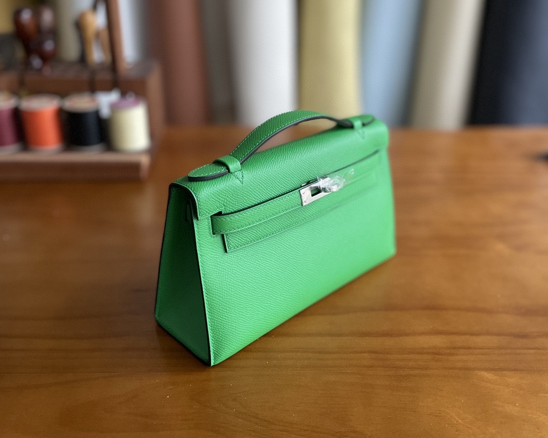 Hermès（爱马仕）mini kelly pochette Epsom 1k 竹子绿 银扣 22cm