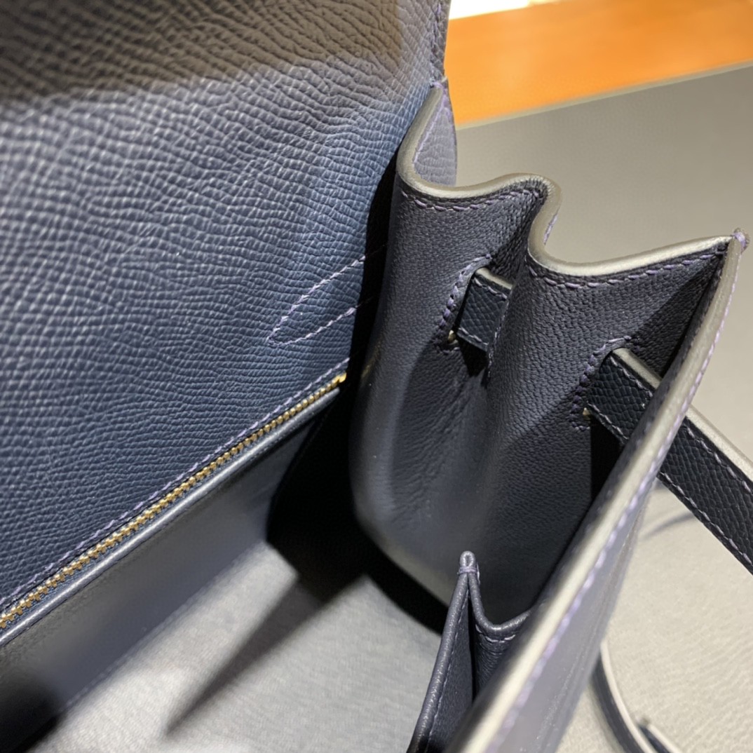 Hermès（爱马仕）Kelly 凯莉包 Epsom 2Z 午夜蓝 金扣 28cm