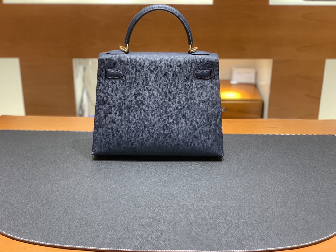Hermès（爱马仕）Kelly 凯莉包 Epsom 2Z 午夜蓝 金扣 28cm