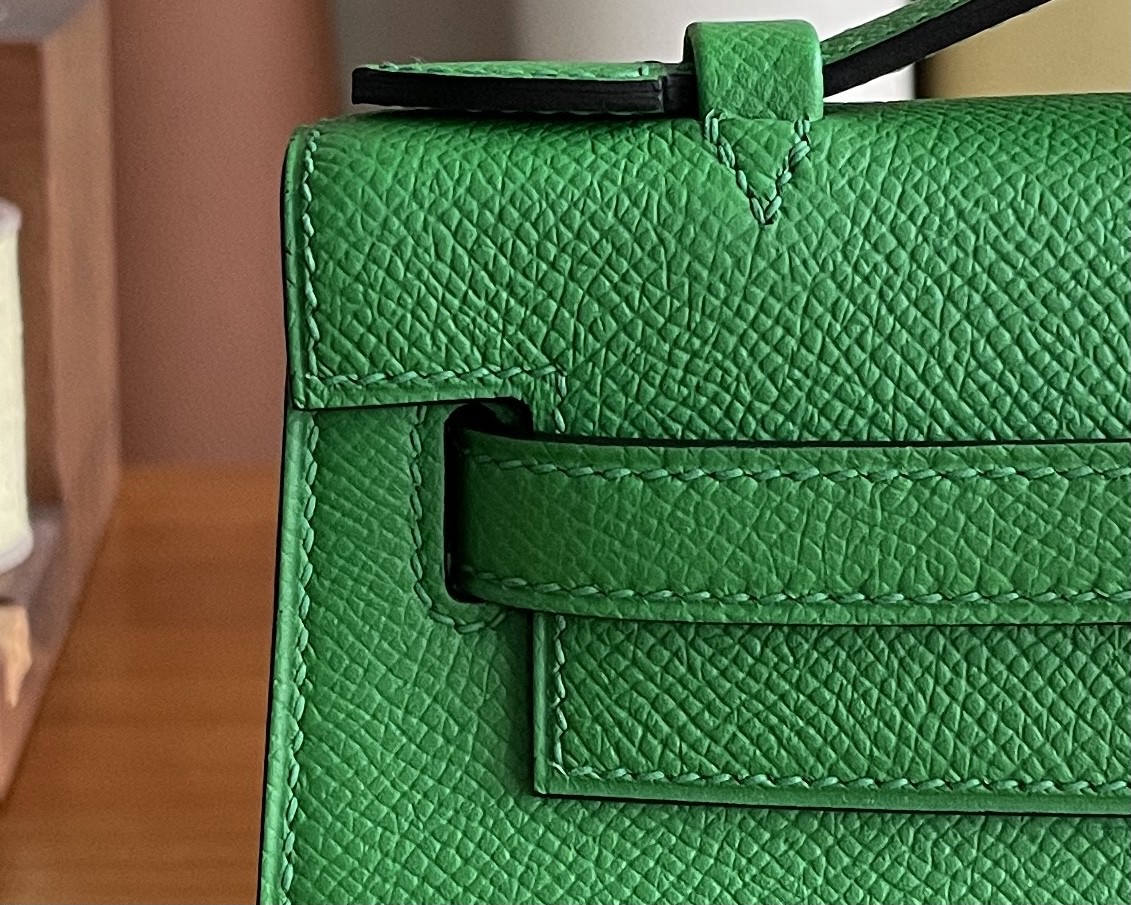 Hermès（爱马仕）mini kelly pochette Epsom 1k 竹子绿 银扣 22cm