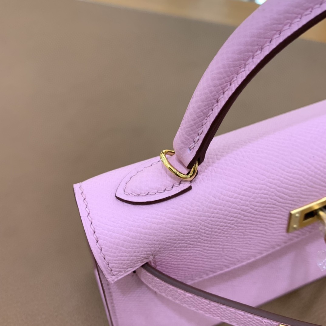 Hermès（爱马仕）mini Kelly 迷你凯莉 Epsom 锦葵紫 金扣 19cm