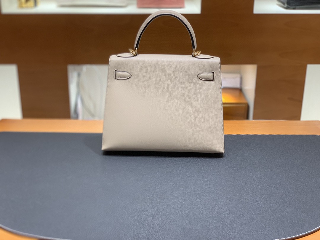 Hermès（爱马仕）Kelly 凯莉包 Epsom 斑鸠灰 金扣 28cm
