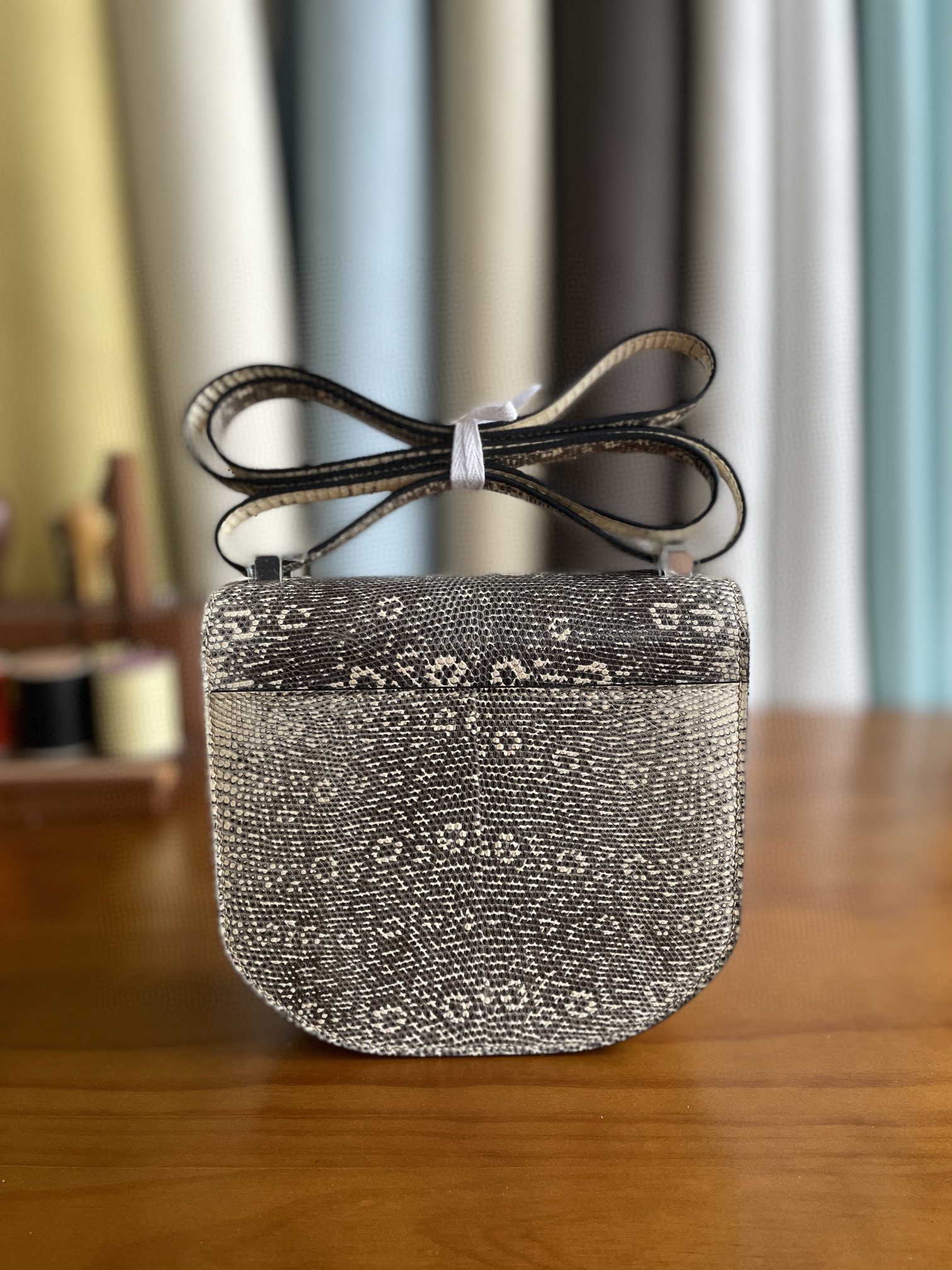 Hermès（爱马仕）Mosaique 马赛克 蜥蜴皮 喜马拉雅 银扣 17cm