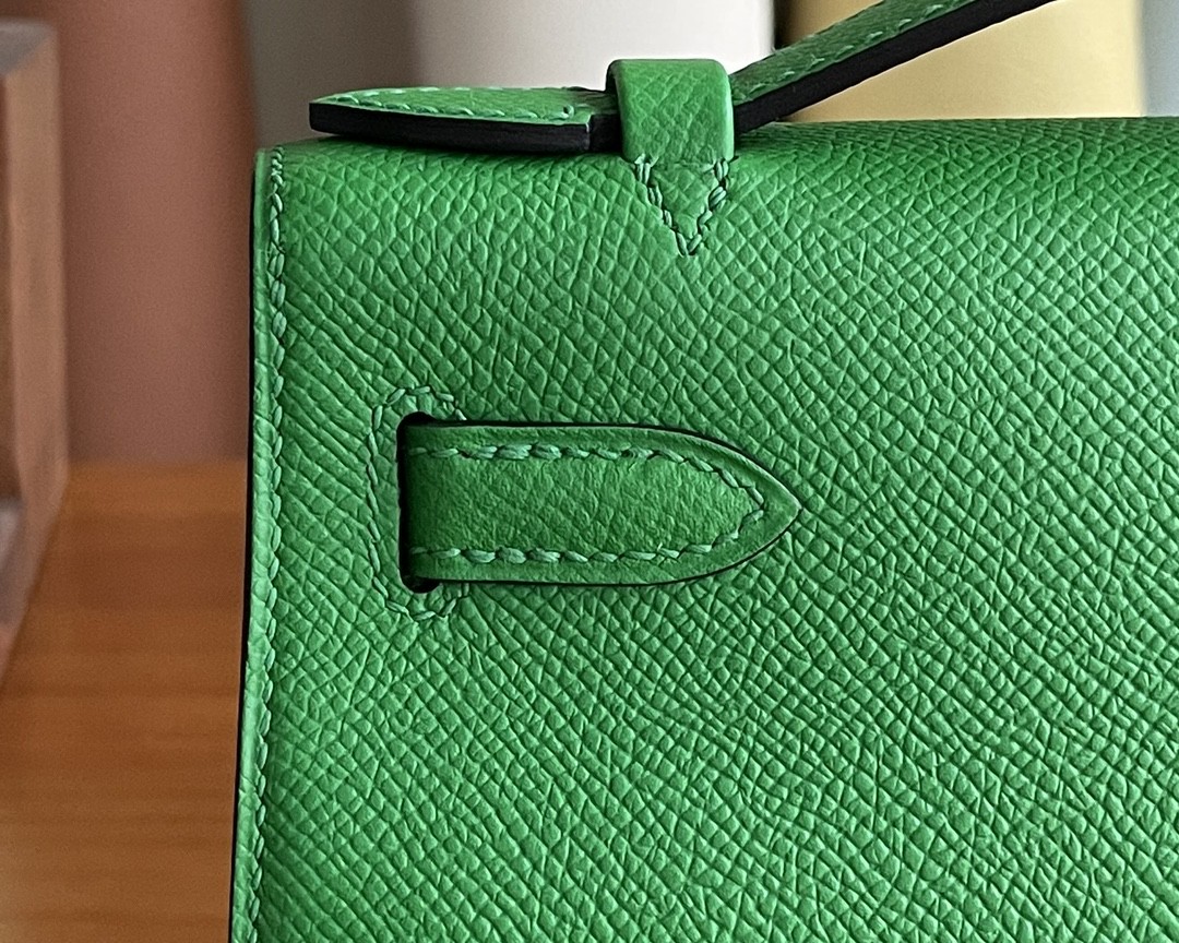 Hermès（爱马仕）mini kelly pochette Epsom 1k 竹子绿 银扣 22cm