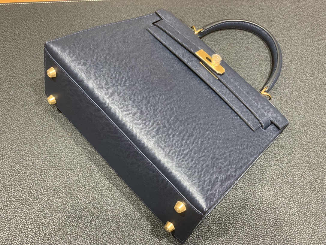 Hermès（爱马仕）Kelly 凯莉包 Epsom 2Z 午夜蓝 金扣 28cm