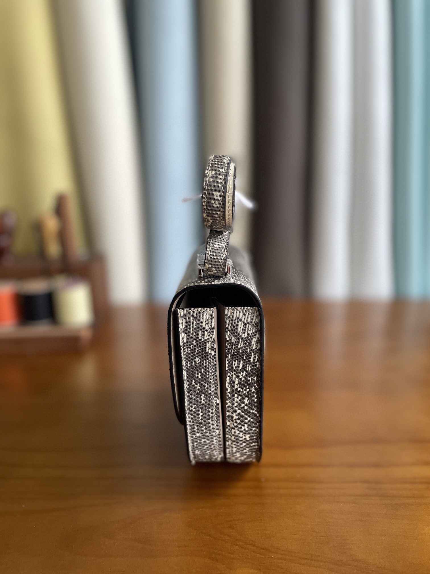 Hermès（爱马仕）Mosaique 马赛克 蜥蜴皮 喜马拉雅 银扣 17cm