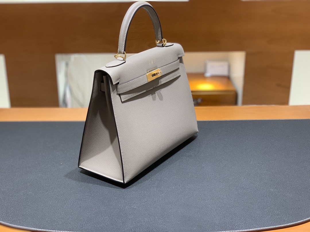 Hermès（爱马仕）Kelly 凯莉包 Epsom M8 沥青灰 金扣 28cm