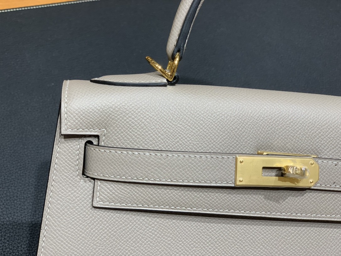 Hermès（爱马仕）Kelly 凯莉包 Epsom M8 沥青灰 金扣 28cm